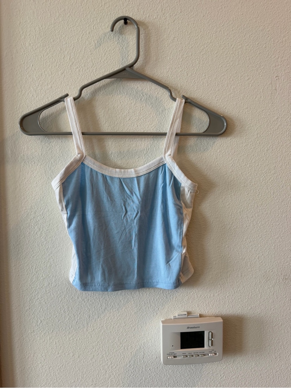 Sleeveless Baby Blue Tank with White Trim - Women's Top